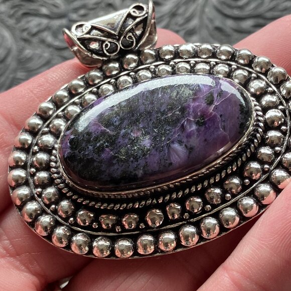 Western Styled Charoite Crystal Stone Jewelry Pendant - Picture 6 of 10